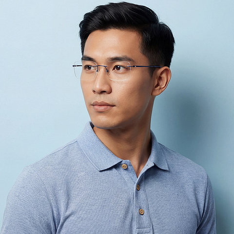 OWNDAYS | AIR Navy Rimless Wellington right side